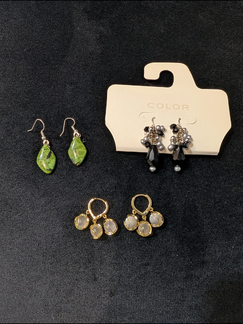 Women’s Mixed Lot 3 Pairs Multicolor Dangle Drop Earrings Set